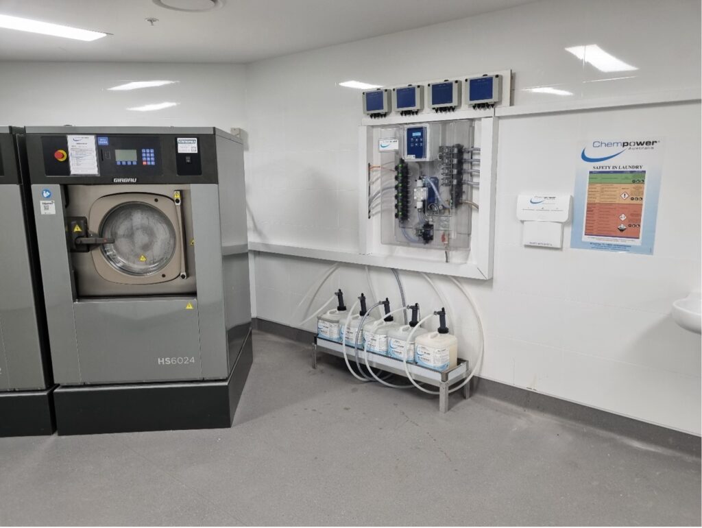 chemical cleaning solutions for commercial laundry installed by Chempower Australia